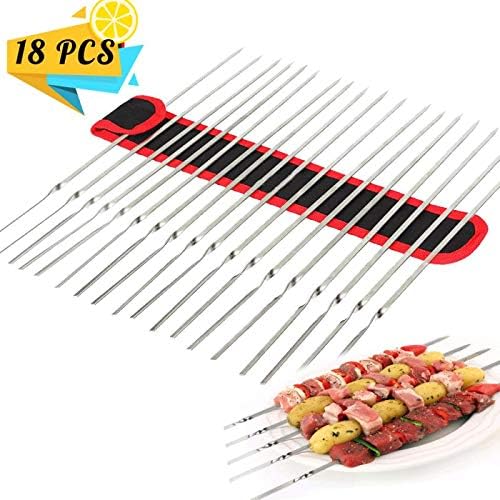 - Kabob skewers 14" Stainless Steel Barbecue Skewers Flat Metal Grilling Skewers,Reusable Duty BBQ Sticks Perfect for Barbecue/Kabob/Shish (Set of 18)
