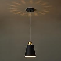 Vista 2 de Matte Black Mini Pendant Light 7.87in Cone Kitchen Island Pendant Lighting with Gold Modern Hollow Shade Hanging Light Fixture for Kitchen Dining