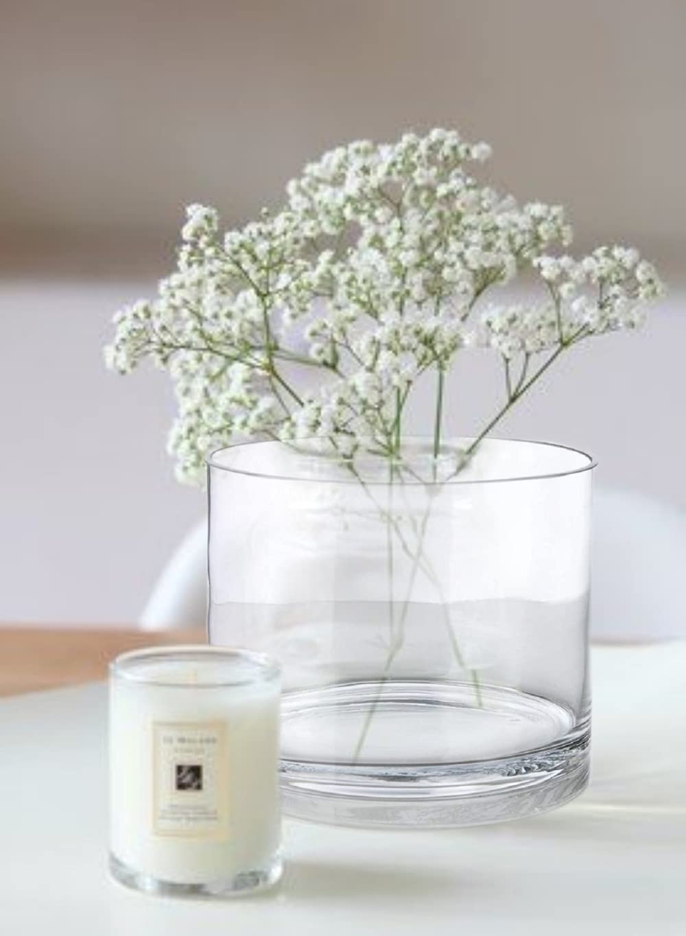 Serene Spaces Living Clear Glass Cylinder Vase, Use for Floral Arrangements or as Candle Holder, Cylindrical Shape Offers Endless Design Options, Measures 8