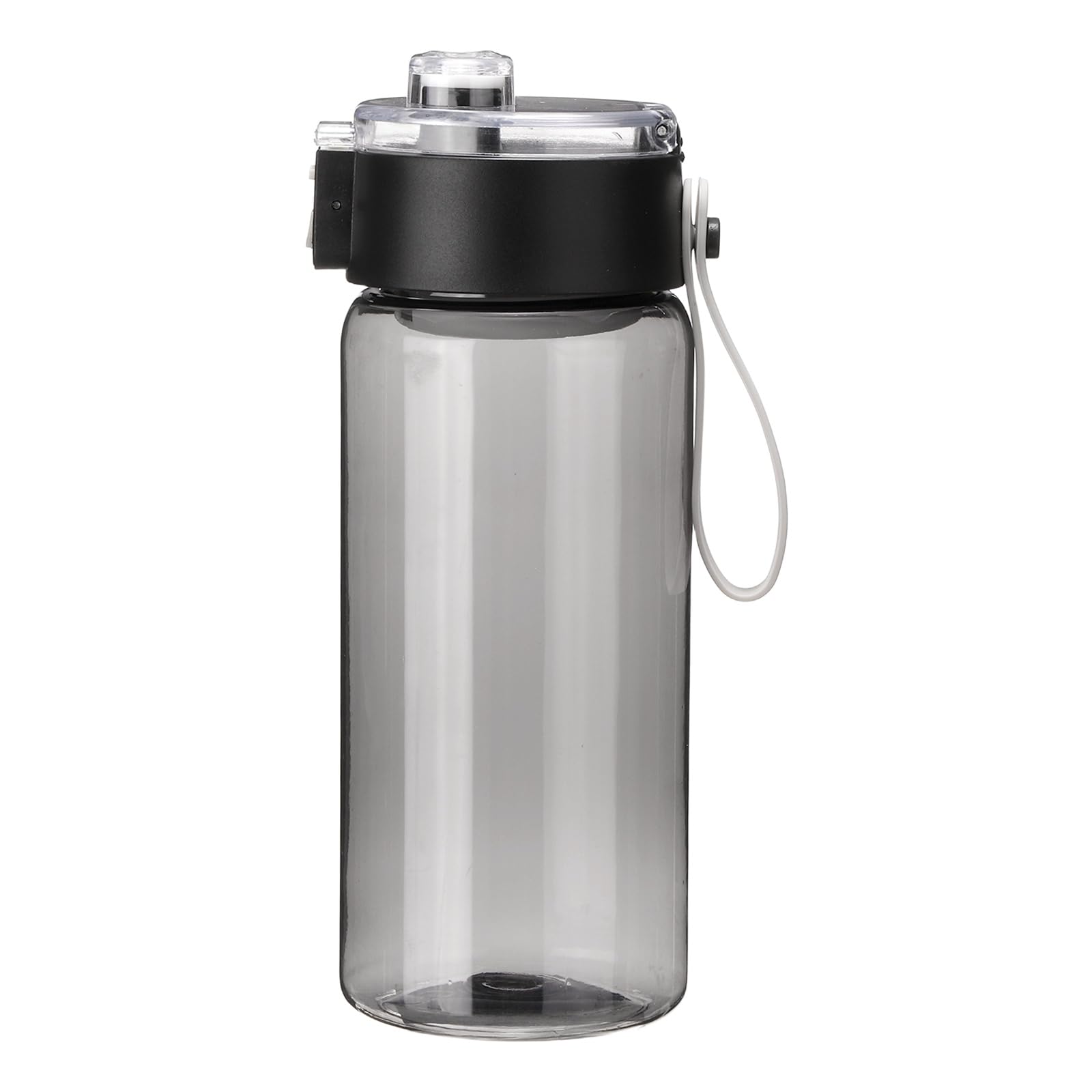 sourcing map Water Bottle 550ml / 12 oz Plastic Leak-Proof Sports Water Bottle with Wide Mouth & Carry Handle for Gym Camping Cycling Travel Cold Drinks, Black