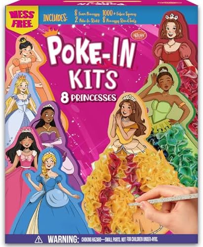8 Packs Poke in Crafts Art Kits for Girl, Magical Prienceses Mess...
