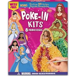 8 Packs Poke in Crafts Art Kits for Girl, Magical Prienceses Mess Free Kids’ Paper Craft Kits, Birthday Gift for Girls 4 5 6 7 8 9 Years Old, DIY Presents, Mess Free Art Activity
