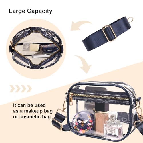 Image of Fibrdoo Clear Bag Stadium Approved, Leather Clear Crossbody Purse Bag for Concerts Sports Events Festivals