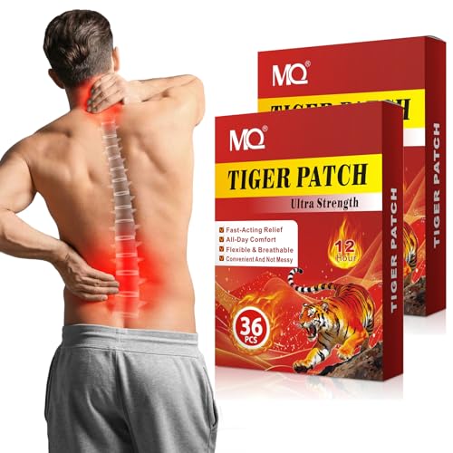 MQ Tiger Patches Chinese Herbal Heating Patches Maximum Strength for Back Knee & Shoulder Large Ultra Strength Heat Plaster 24H Soothing Warmth for Neck Joints & Muscles 36PCS