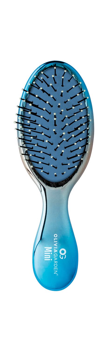 Olivia GardenAurora OG Brush Detangler, pocket-size, perfect for travel, removable cushion, scalp hugging shape massages the scalp, wet or dry hair, for women, men and children