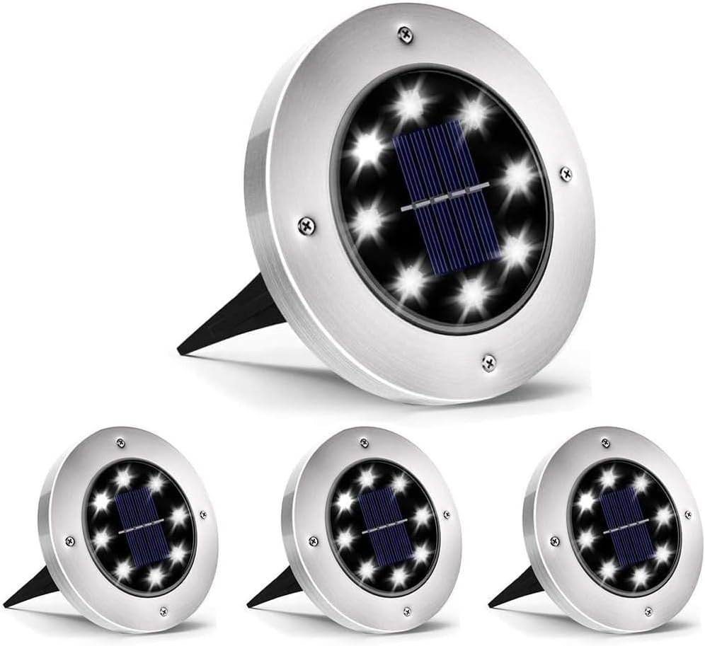 Image of INCX 4.6 inch Solar Lights Outdoor Waterproof, 4 Pack Solar Light for Outside, Garden Lights Landscape Lighting for Patio Pathway Lawn Yard Deck Driveway Walkway, Cold White