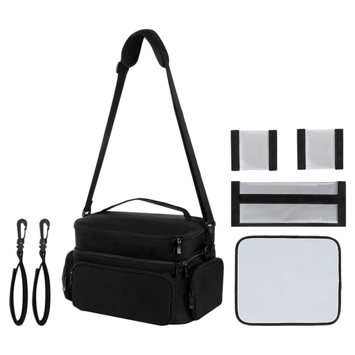 GALPADA Estuche Portátil para Extractor de Leche, Bolsa para Extractor de Leche, Negro, Poliéster y Malla, Cierre de Cremallera, Asa, Compatible Sacaleches Portátiles y Biberones,