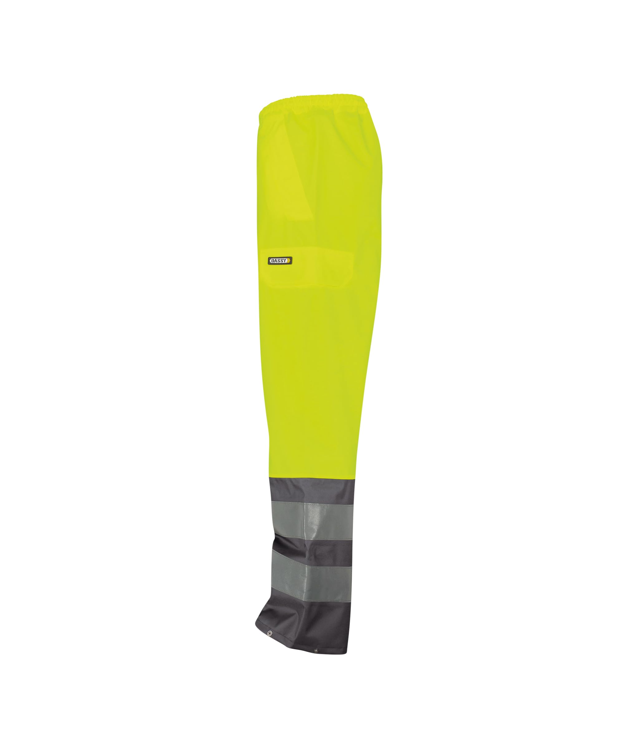 Dassy 200881-6941-3XL Sola Pantalones de trabajo impermeables de alta visibilidad, 200 G/M2, color amarillo fluorescente/gris cemento, talla 3XL