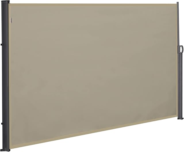 Outsunny Retractable Sun Side Awning Screen Fence Patio Garden Wall Balcony Screening Panel Outdoor Blind Privacy Divider (3x2M, Beige)