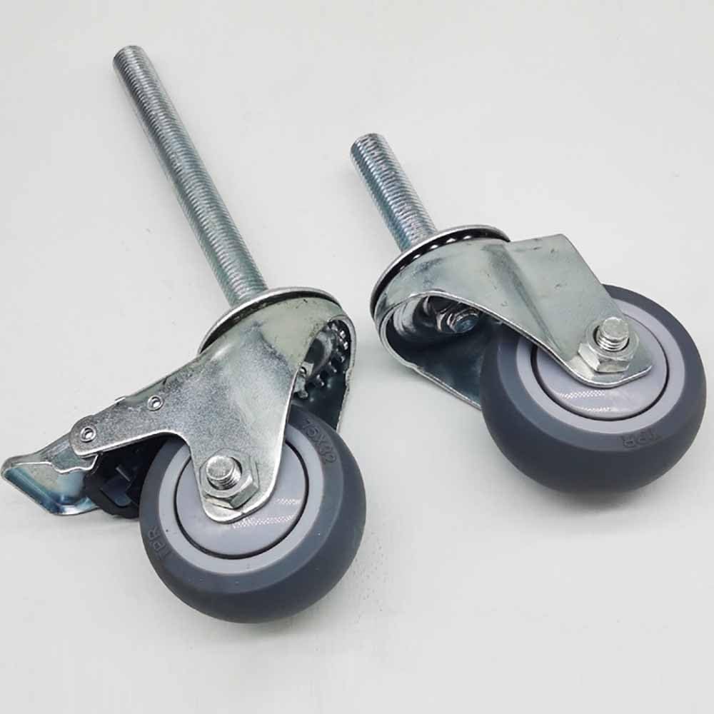 M16 Roulettes Pivotantes à Tige Filetée, 100mm Roulettes Robuste de Industriel avec Verrouillage Frein, Roulettes de Rechange Silencieuses pour Appareils et équipements, 4 Pièces (Color : Br
