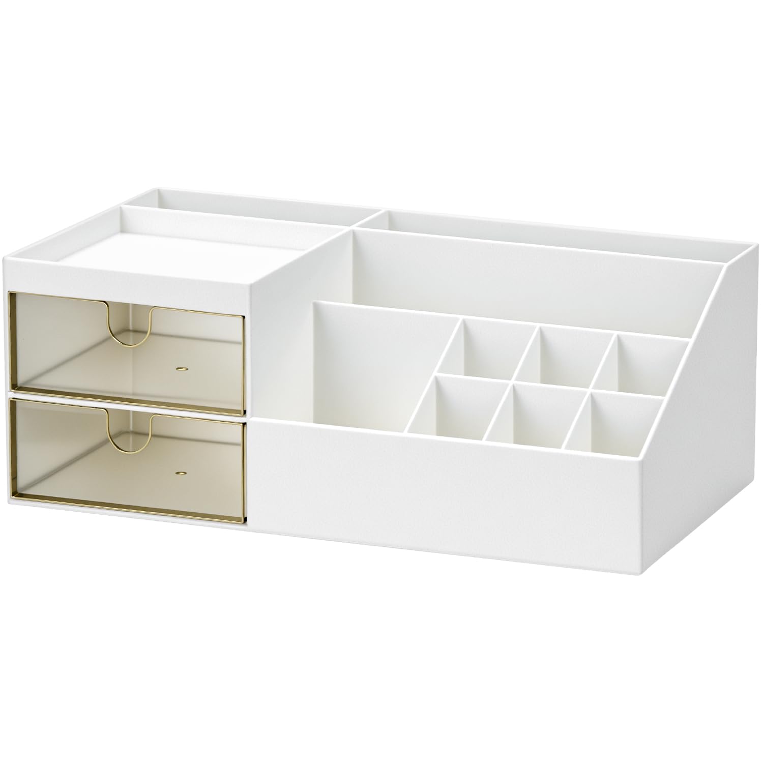 QWORK® White Makeup Organizer with 2 Drawers - Image 2