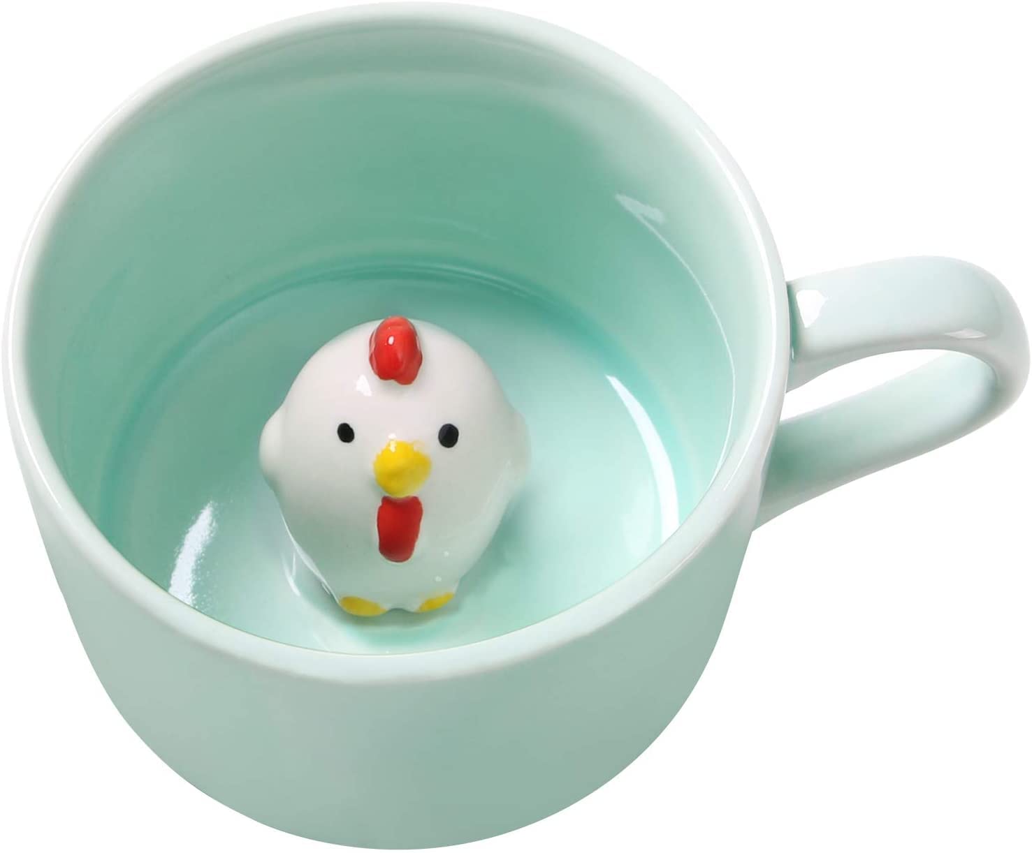 Chick Ceramic Cup Hidden 3D Animal Inside Mug,8 oz Cartoon Handmade Coffee Mug, Lovely Mug for Christmas, Birthday, Valentine's Day Gifts, Surprise Gifts for Friends and Families (Chick 8oz)
