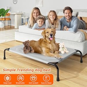 Simple Trending Dog Bed Raised for Extra Large Dog, Waterproof XL Pet Cot, Breathable Big Dog Bed Load 400lb, Grey Simple Trending Dog Bed Raised for Extra Large Dog Waterproof XL Pet Cot Breathable Big Dog Bed Load 400lb Grey