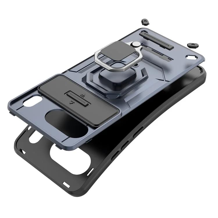 Image of Casodon Heavy Duty Armor Back Case Cover for Oneplus Nord 4 - Magnetic Kickstand Ring with Camera Shutter Protection, Rugged Bumper Hard Back Cover for Oneplus Nord 4 (PC & TPU|Blue)