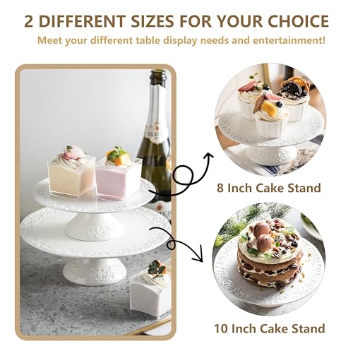 Gomakren MY327 10 Inch Cake Stand, Wedding Cake Stand For Party, Porcelain Cake Plate, Round Dessert Stand thumb #3