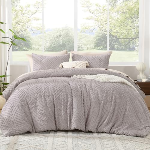Image of Litanika King Size Comforter Set Milk Coffee, 3 Pieces Cream Tufted Boho Farmhouse Bedding Comforter Sets, Lightweight Fluffy Comforter Bed Set for All Season (104x90In Comforter and 2 Pillowcases)