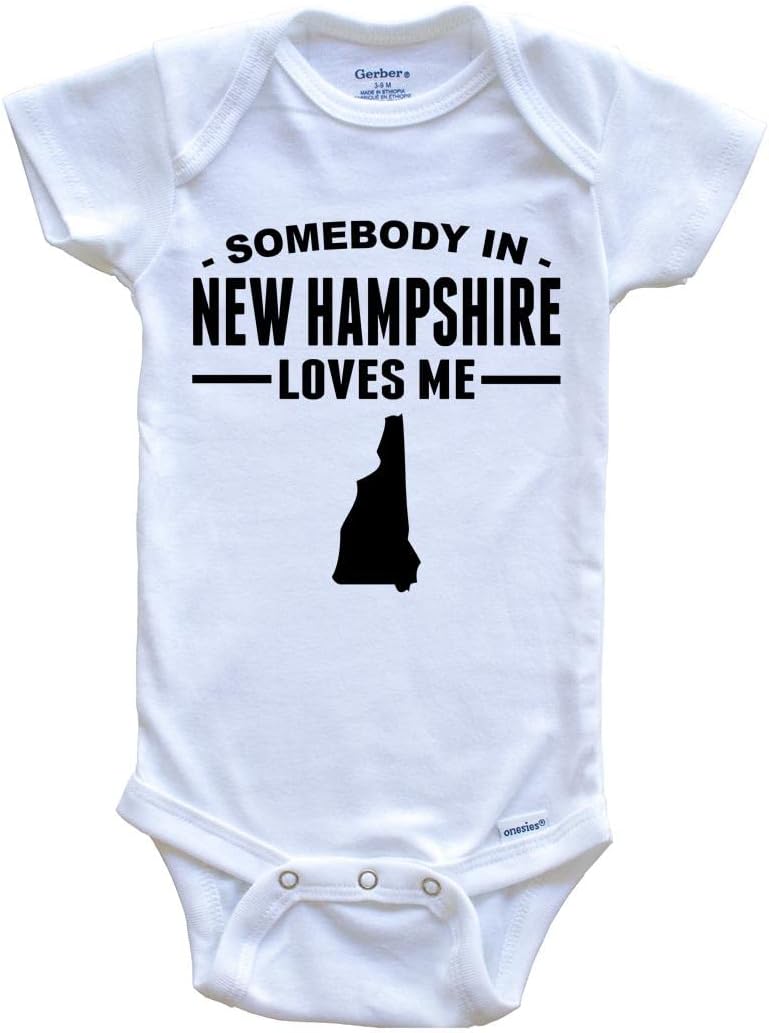 Somebody in New Hampshire Loves Me One Piece Baby Bodysuit - New Hampshire Baby Bodysuit