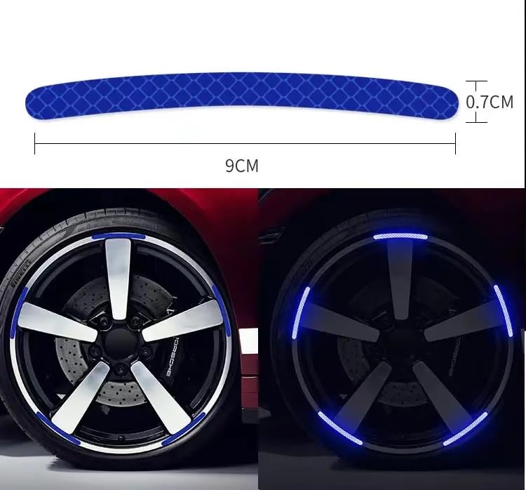Image of REDWIND Anti-Collision Glow in The Dark Wheel Rim Stickers Night Reflective Tape Warning Sticker for Decoration Universal for All Cars Bikes Motorcycles Bicycle Trucks and etc(20 Strips) (Royal Blue)