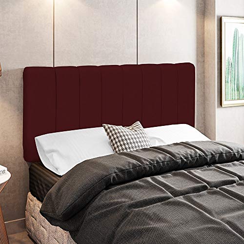 Cabeceira Cama Box Painel Casal 140 cm Dubai W01 Suede Marsala - Lyam Decor