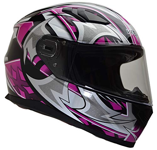 Vega Helmets 6115-364 Ultra Full Face Helmet for Men & Women (Pink Shuriken Graphic, Large) 1 pack