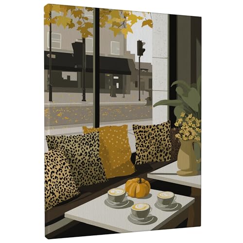 Décoration murale automne moderne citrouille marron jaune cuisine