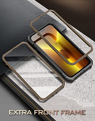 Coque iPhone 13 Pro Max intégrale robuste à double couche avec béquille marron - 5