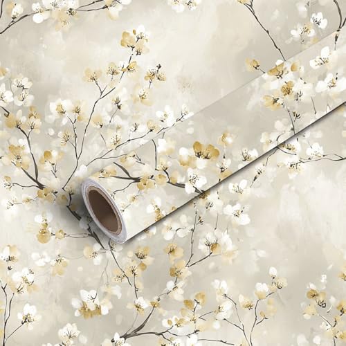 FUIENCFKE Peel and Stick Wallpaper 17.7"*196.8" Cheetah Wallpaper Delicate Floral