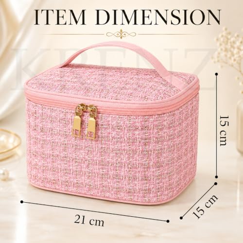 Image of KRENZ 59 Pcs Crochet Kit Set For Beginner Adults Kids Starter Kit Crochet Needles Set Crochet Kit Include 6 Yarn Crochet Hooks Stitch Markers Storage Bag All In One Crochet Hook Set With Crochet Yarn (Pink Gold Chex)