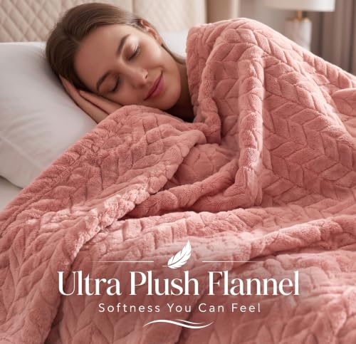 Image of VAS COLLECTIONS 280 GSM Premium Plush Blanket for Single Bed, Soft Warm Cozy Fleece Blanket, Ultra Soft Luxury Bedding, Comfortable Winter Flannel Blanket, 55 x 90 Inches(140 x 230 cm) - Dusty Mauve