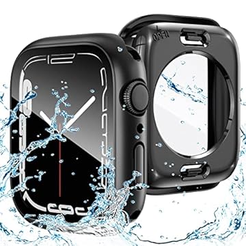Goton Capa 2 em 1 à prova d'água para Apple Watch 40 mm SE 2ª geração série 6 5 4, capa protetora de vidro 360, amortecedor rígido + moldura traseira para acessórios iWatch de 40 mm