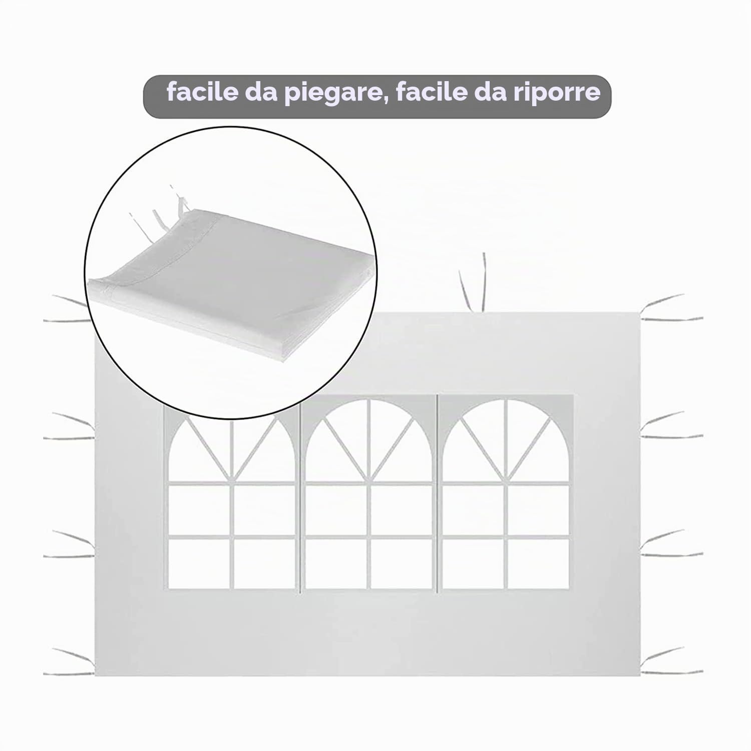 2 Pezzi Pannelli Laterali per Gazebo Impermeabili, 3 x 2 m, Tessuto Oxford 210D con Finestra in PVC – Ricambio per Gazebo da Giardino, Esterno, Feste