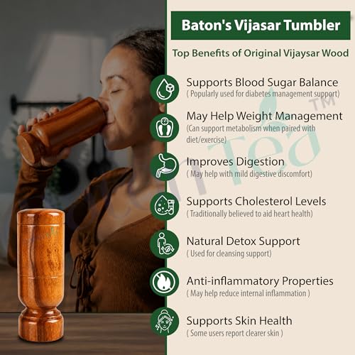 Image of Polished Vijaysar Heartwood Ayurvedic Glass /Tumbler |Lab Tested | Indian Kino Tree Wooden Tumbler | Vijaysar Herbal Glass, Natural Wellness Cup (2 PC)