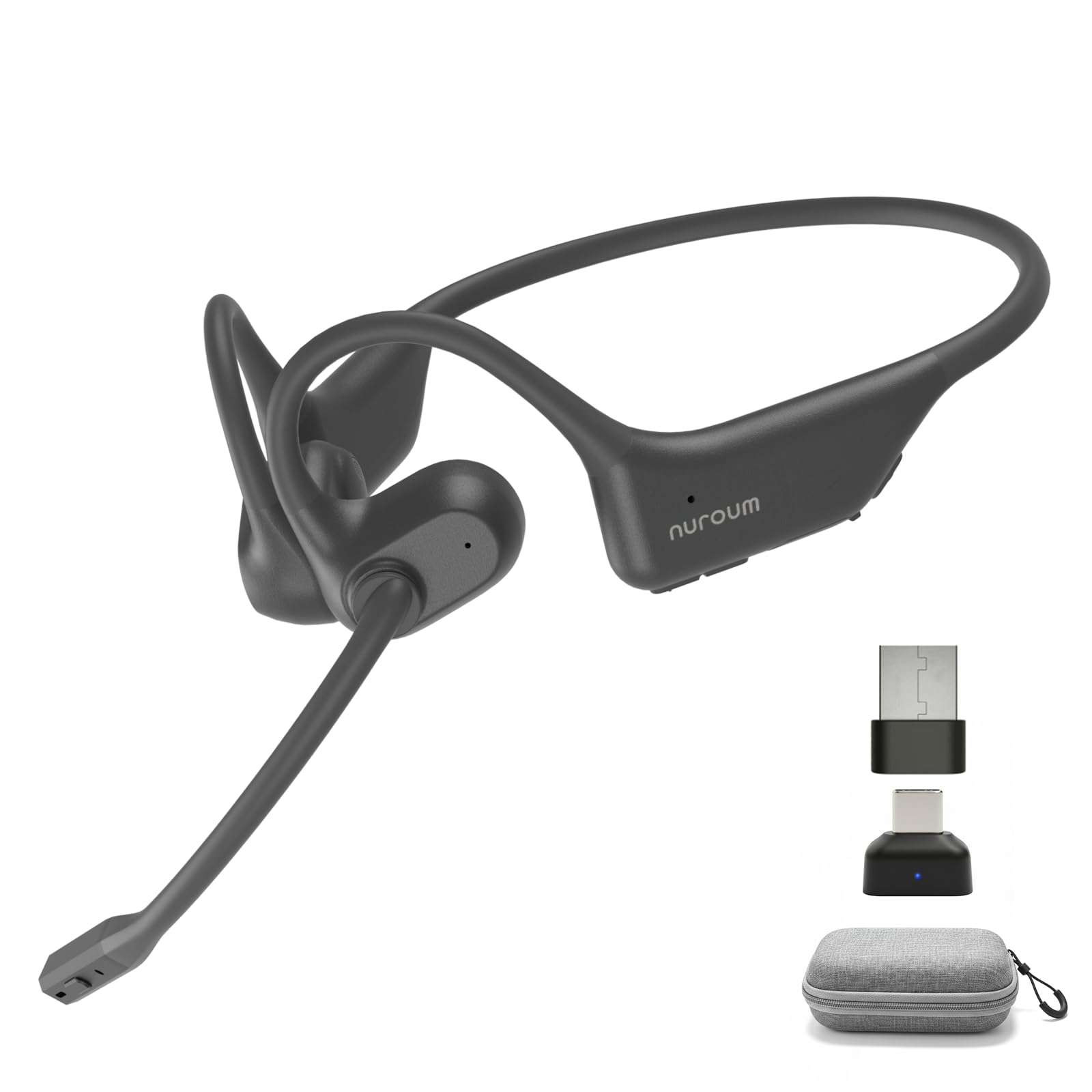 Nuroum OpenEar Pro 2 Kopfhörer Bluetooth 5.4 mit Mikrofon und Geräuschunterdrückung, Dual-Verbindung Wireless Headsets mit Dongle, Kabellose Headphones für Büro/Arbeit/Meeting, 12 Std Gesprächszeit