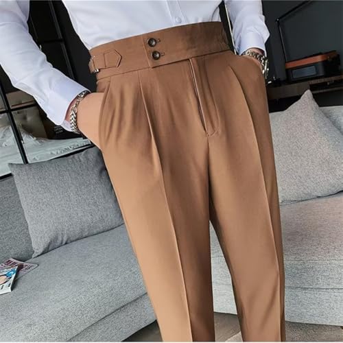 Mixgent Pants for Men,Quick Dry Pleated Dress Pants,Mens Business High Waisted Stretch Classic Fit Straight Trousers3