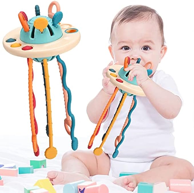 YLTTZH Baby Toys Sensory Activity Silicone Toys for Toddlers 18M+,Toddlers Push Pull Toys for Babies,Baby Fidget Pop It Car Airplane Travel Toy for Toddler,Kid STEM Teething Bath Toys for Babies Gifts