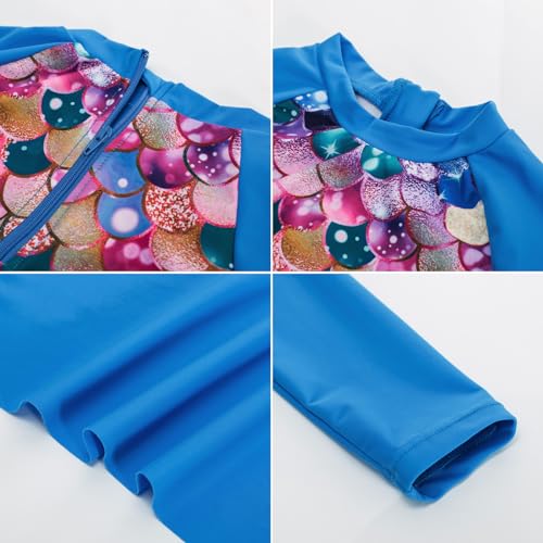 Image of GRACE KARIN Girls Long Sleeve Swimsuit Mermaid Bathing Suit Rash Guard Swimwear 4 Piece Size 5-12