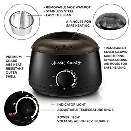 image for Bluedot Beauty Rapid Melt Wax Warmer Electric at Home Hair Removal Kit