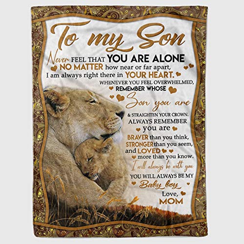 Personalized to My Son Lion Fleece Blanket for Son from Mom & Dad Never Feel That You are Alone Great Customized Blanket for Birthday Christmas Thanksgiving Graduation Wedding Anniversary