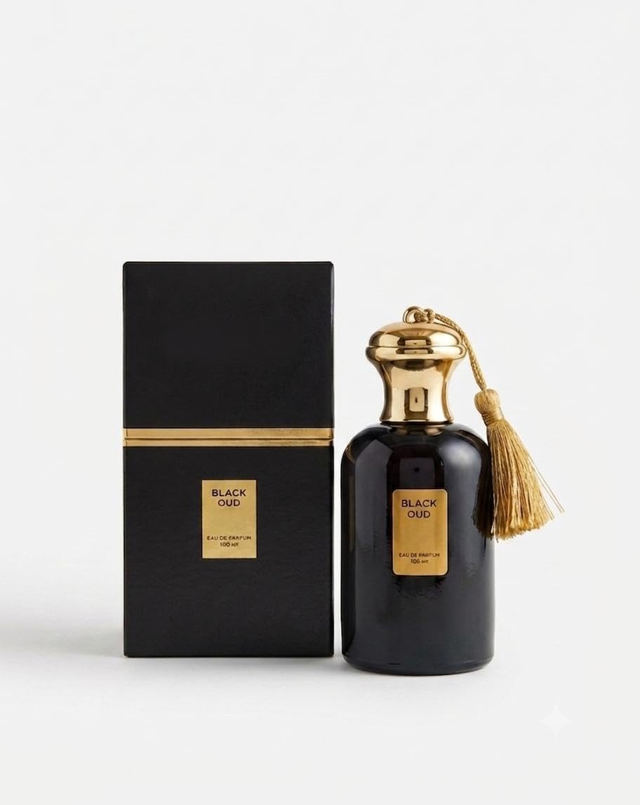 Black Oud Eau de Parfum, 100 ml | Oriental Oud Scent, Gold Tassel Bottle, Unisex Fragrance, Luxury Black Flacon, Gift Box Included-image-6