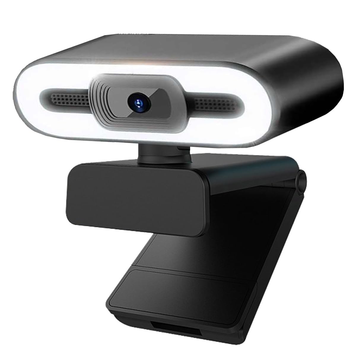 GIZNXBA Webcam Mit Mikrofon Per Streaming, Audio Stereo Chiaro, Luce Di Riempimento A Tre Livelli, Correzione Della Luce HD, Per Webinar, Conferenze, Videochiamate Professionali(2K)