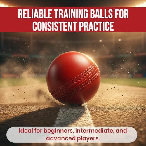 Image of Kizlo 80gm Heavy Plastic Cricket Training Ball | Hard Plastic Practice Ball for Bowling, Batting & Bounce Drills | Indoor Outdoor Cricket Ball for Nets & Ground | Red, Set of 12
