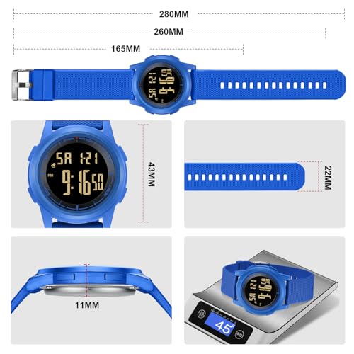 Image of HANPOSH Mens Digital Watch Ultra Thin Minimalist Sports Waterproof Outdoor LED Screen Large Face Wrist Watches for Men with Back Light Alarm Date Stopwatch
