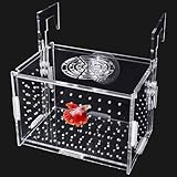 Hamiledyi Acrylic Breeding Isolation Box - Transparent Aquarium Hatchery for Guppy/Shrimp/Small Fish, Safe Nursery Tank with Air Tube & Suction Cups(5.9' × 3.9' × 3.9')