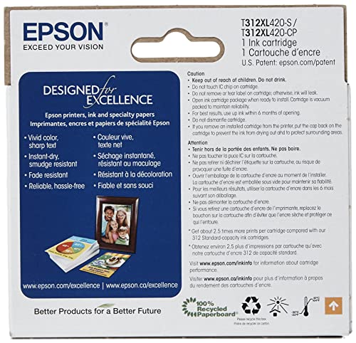 Image of Epson T312 Claria Photo HD -Ink High Capacity Yellow -Cartridge (T312XL420-S) for Select Expression Photo Printers (Pack of 2)