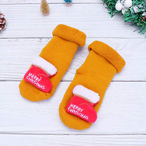 Toyvian 2 pares de meias infantis adoráveis de Natal antiderrapantes, calçados quentes para o invern