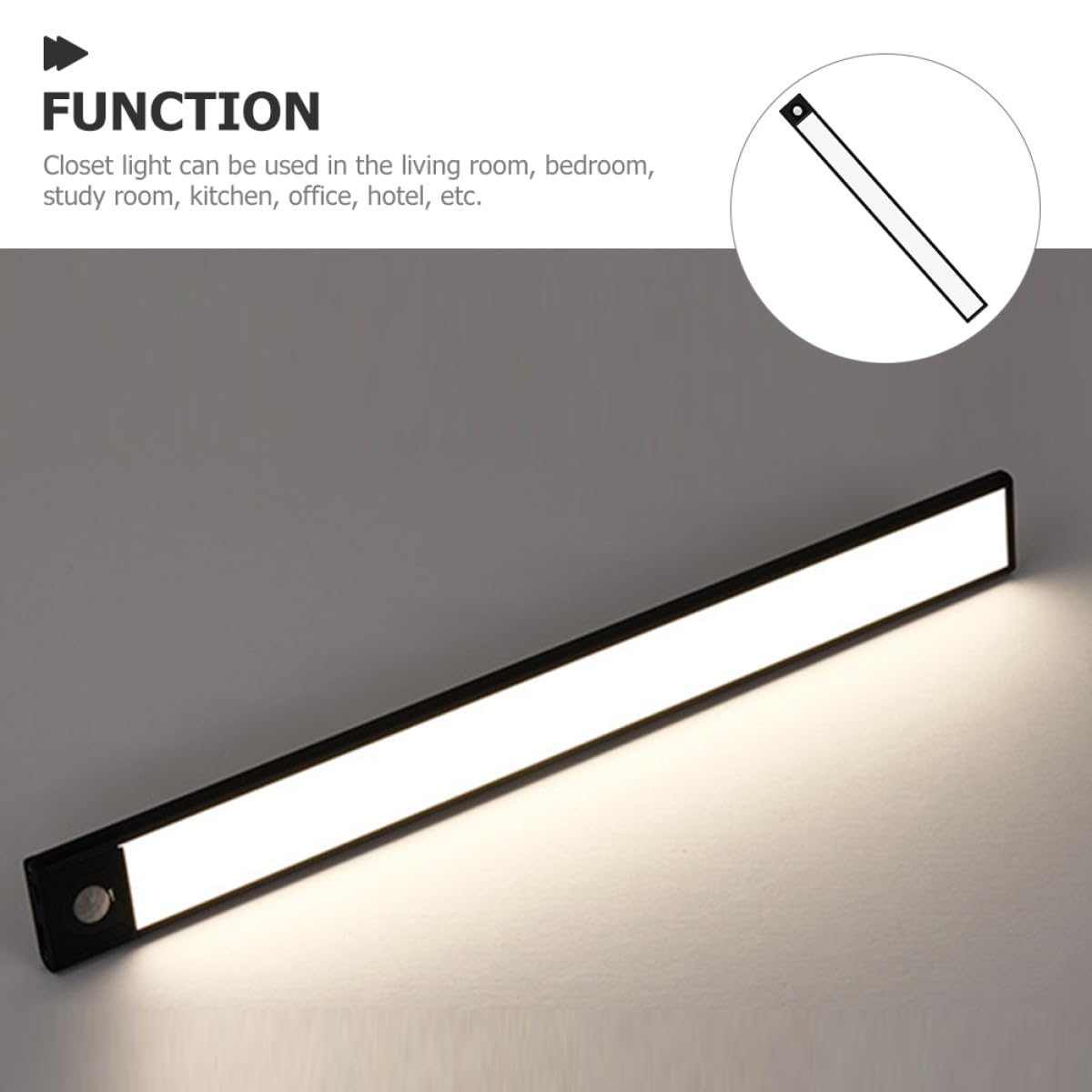 Hohopeti Éclairage LED sous Meuble 30 Cm Noir de Mouvement, Bande Lumineuse Rechargeable, Lumière Neutre pour Placard, la Cuisine, Chambre et Bureau