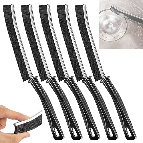 Cepillo para Limpieza de Grietas 5 Pcs, Cepillo Limpieza Espacios de Cerdas Duras, Cepillo para Fregar Limpiador de Lechada para Juntas Profundas de Azulejos de Baño De Cocina - Negro