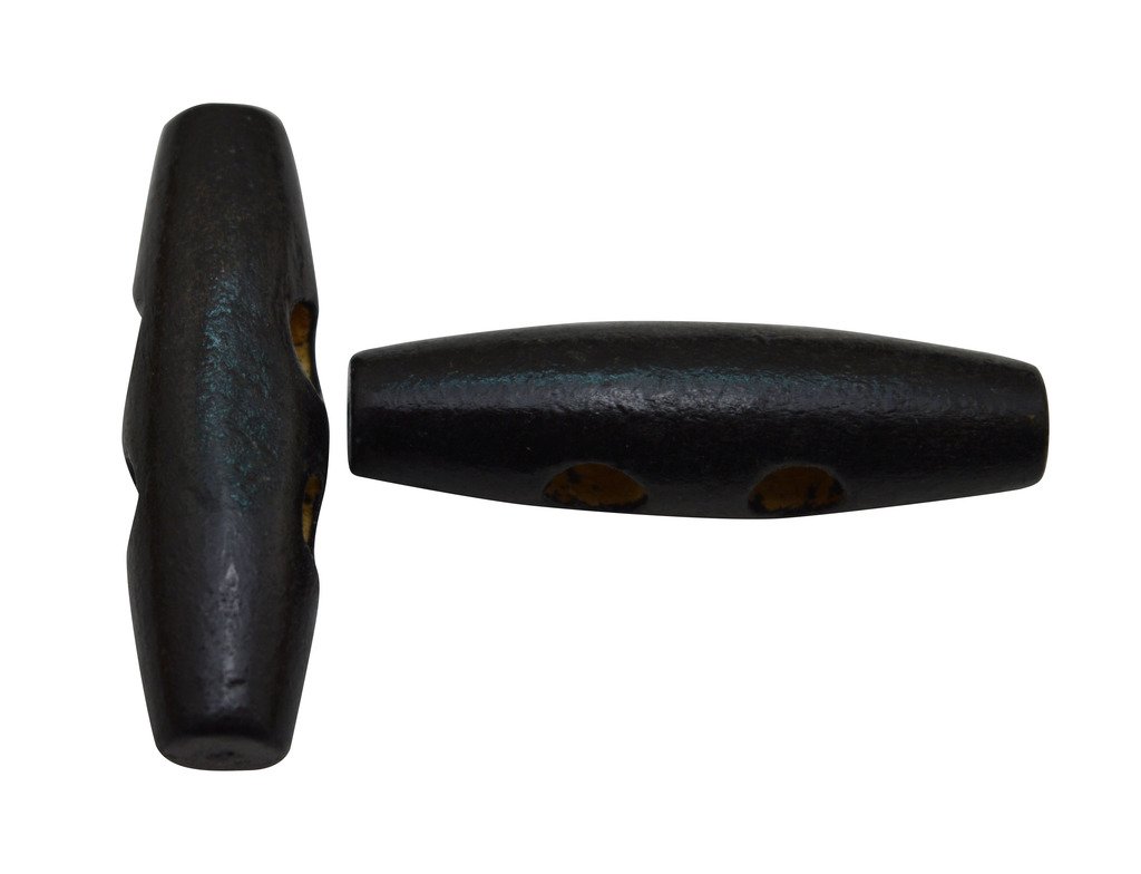 Yongshida Black 40mm X 11mm Olive Shape 2 Holes Scrapbooking Sewing Toggle Wood Buttons Pack of 10