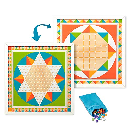 Melissa & Doug Double-Sided Wooden Solitaire & Chinese Checkers Board Game #TOP10