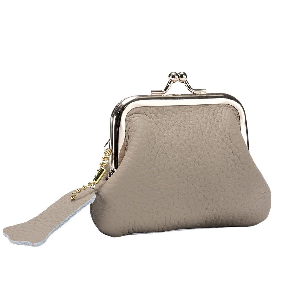 Bolso de joyería Mini Monedero Llaves/lápices labiales/Auriculares Cuero de Vaca Cierre de Beso Cartera de Cuero Color sólido Bolso pequeño portátil for artículos